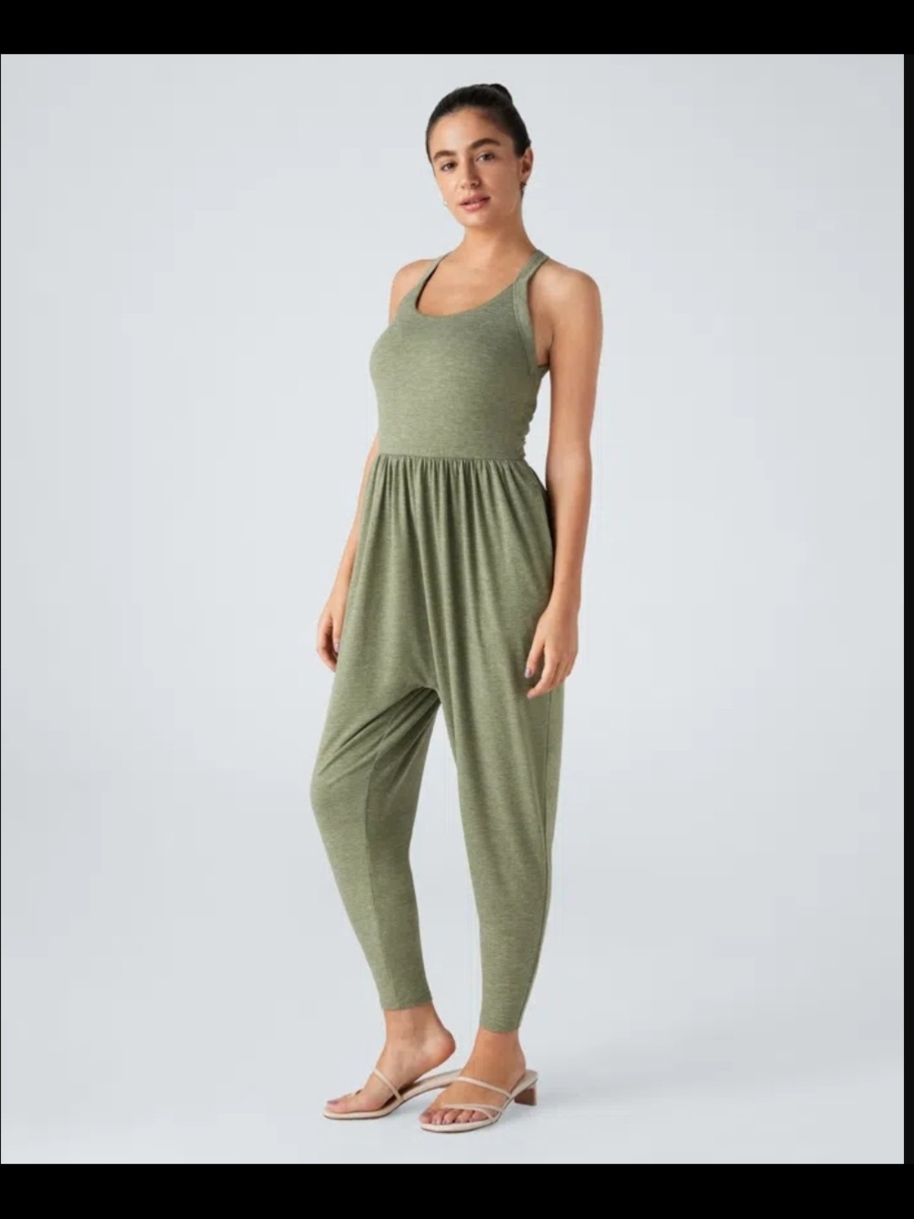 NWT Size Small HALARA Olive Green Racerback Harem Jumpsuit - Picture 2 of 8